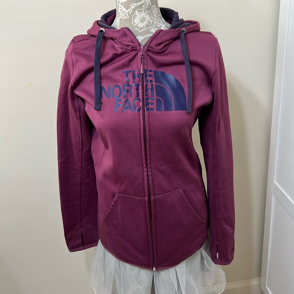 The North Face Women's Sweatshirt Full zip Tech Fleece Sz M Purple hood